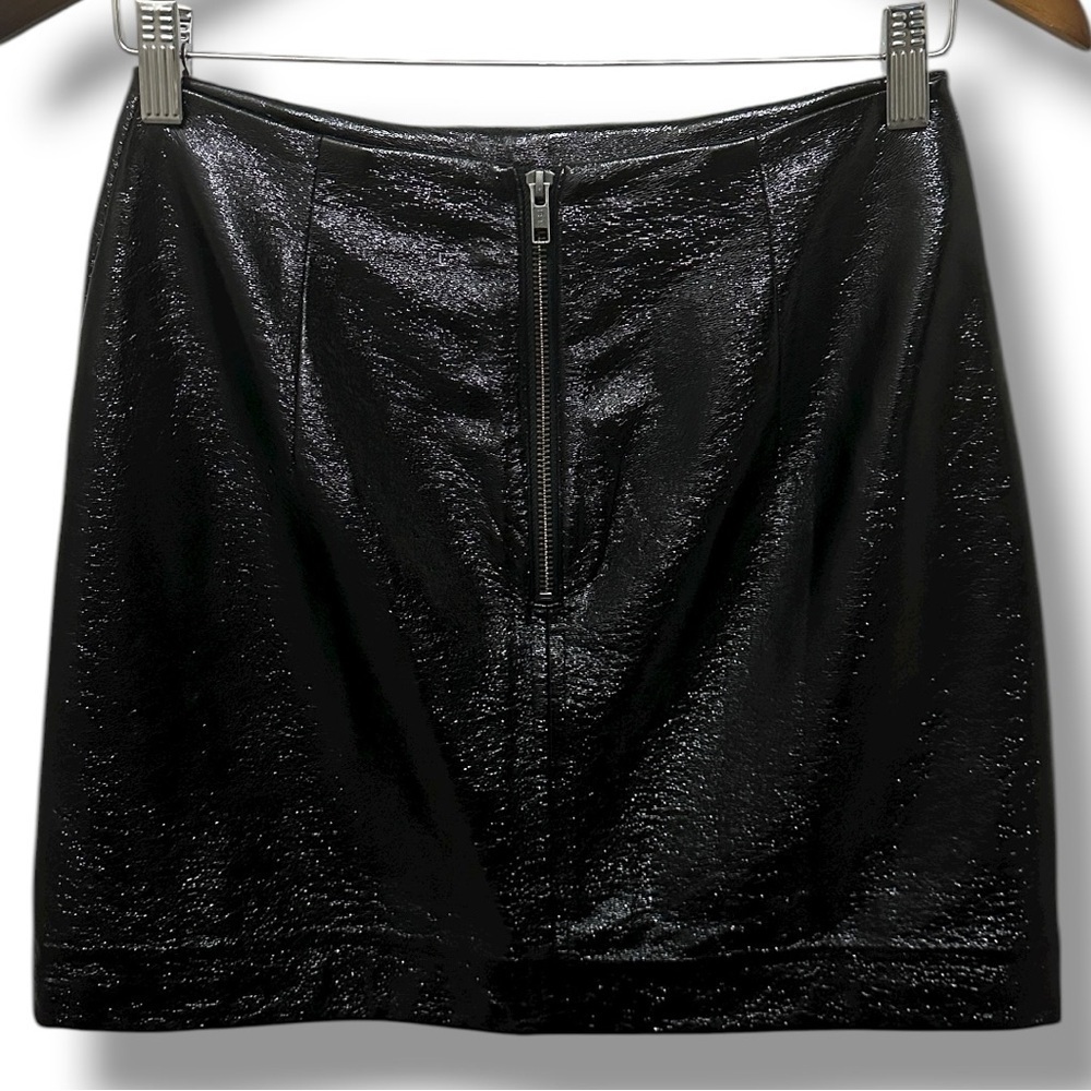 424 Leith | NWOT Black Faux Patent Leather Mini Skirt (size XS) - Picture 8 of 14